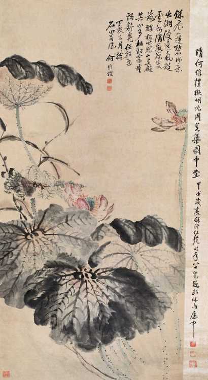 何维朴 丁亥（1887年）作 花卉 立轴